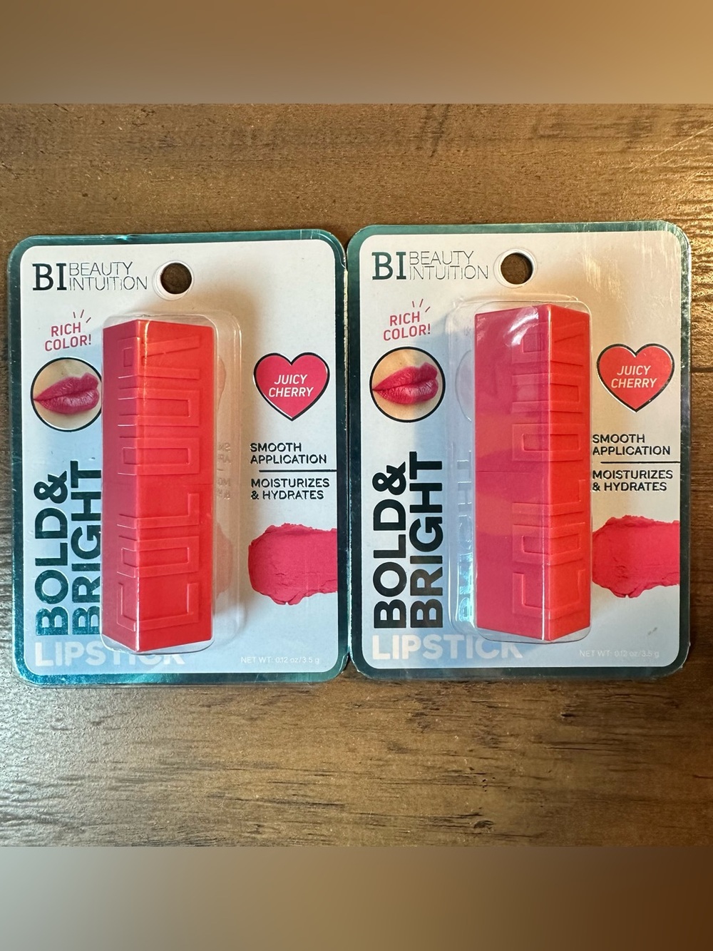 Beauty Intuition 2pk Bold & Bright Lipstick ~Juicy Cherry~ Hydrating BNIP
